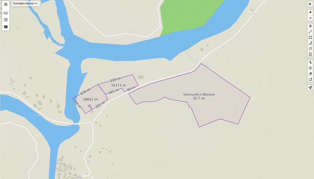 Vunivarda Waiwai boundaries coordinates digitized from title survey plan